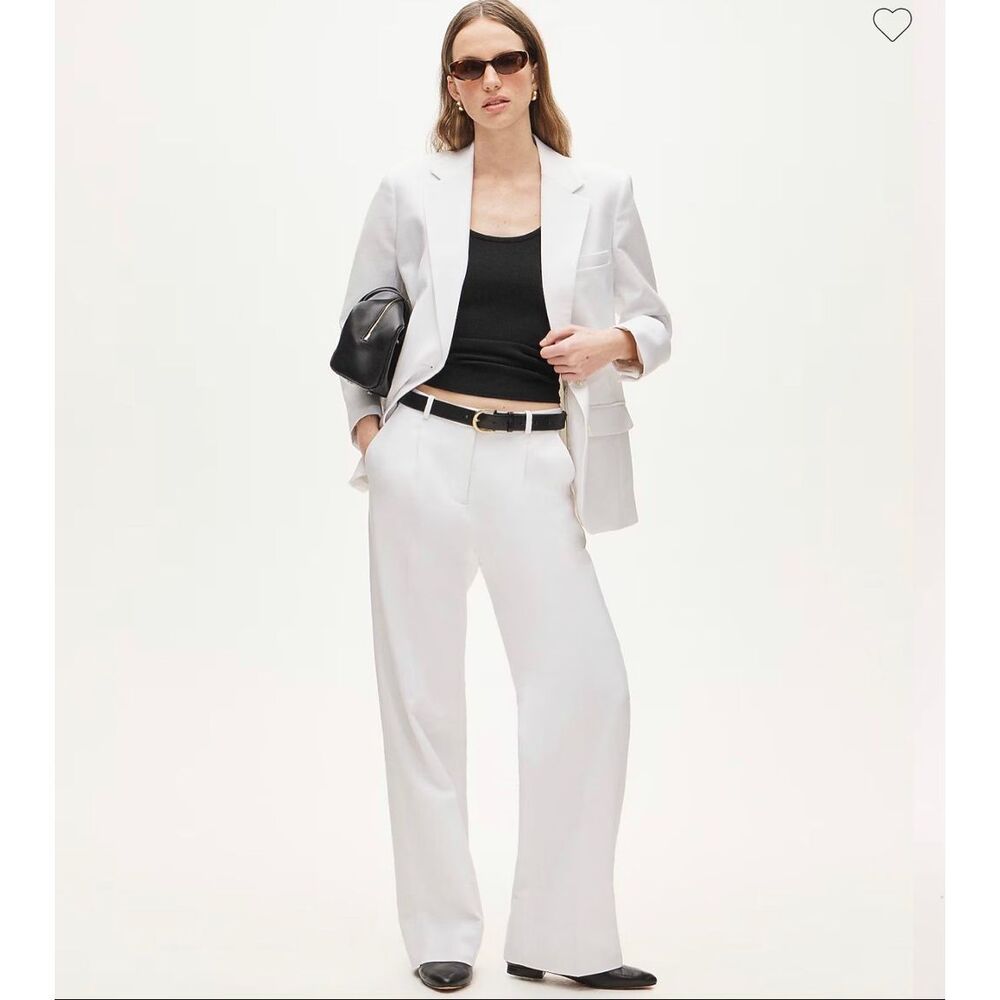 J. Crew Essential wide-leg pant in Gramercy linen blend White NWT size P8